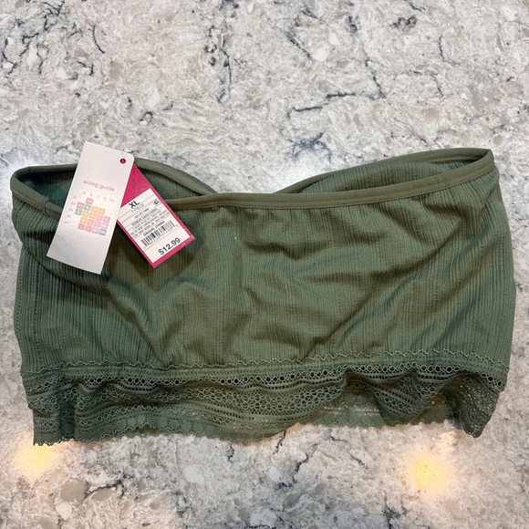 Dark Green Women’s Xhilaration Bandeau Bra/Top Boho Beachy - Picture 2 of 3